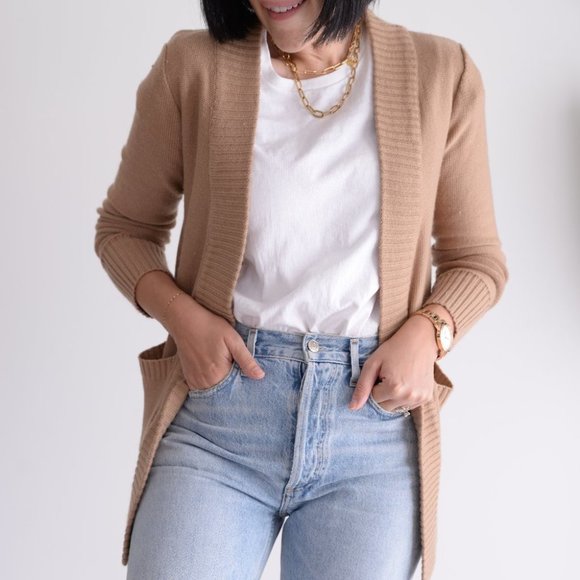 Streetwear Society Tan Open Face Long Sleeve Cardigan Size Small - Picture 2 of 14